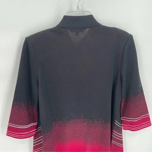 Ming Wang Womens size Small Open Cardigan Jacket Black Red white 3/4 sleeves - Picture 9 of 9